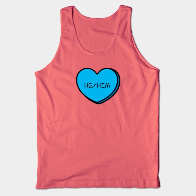 Pronoun He/Him Conversation Heart in Blue Tank Top by Art Additive